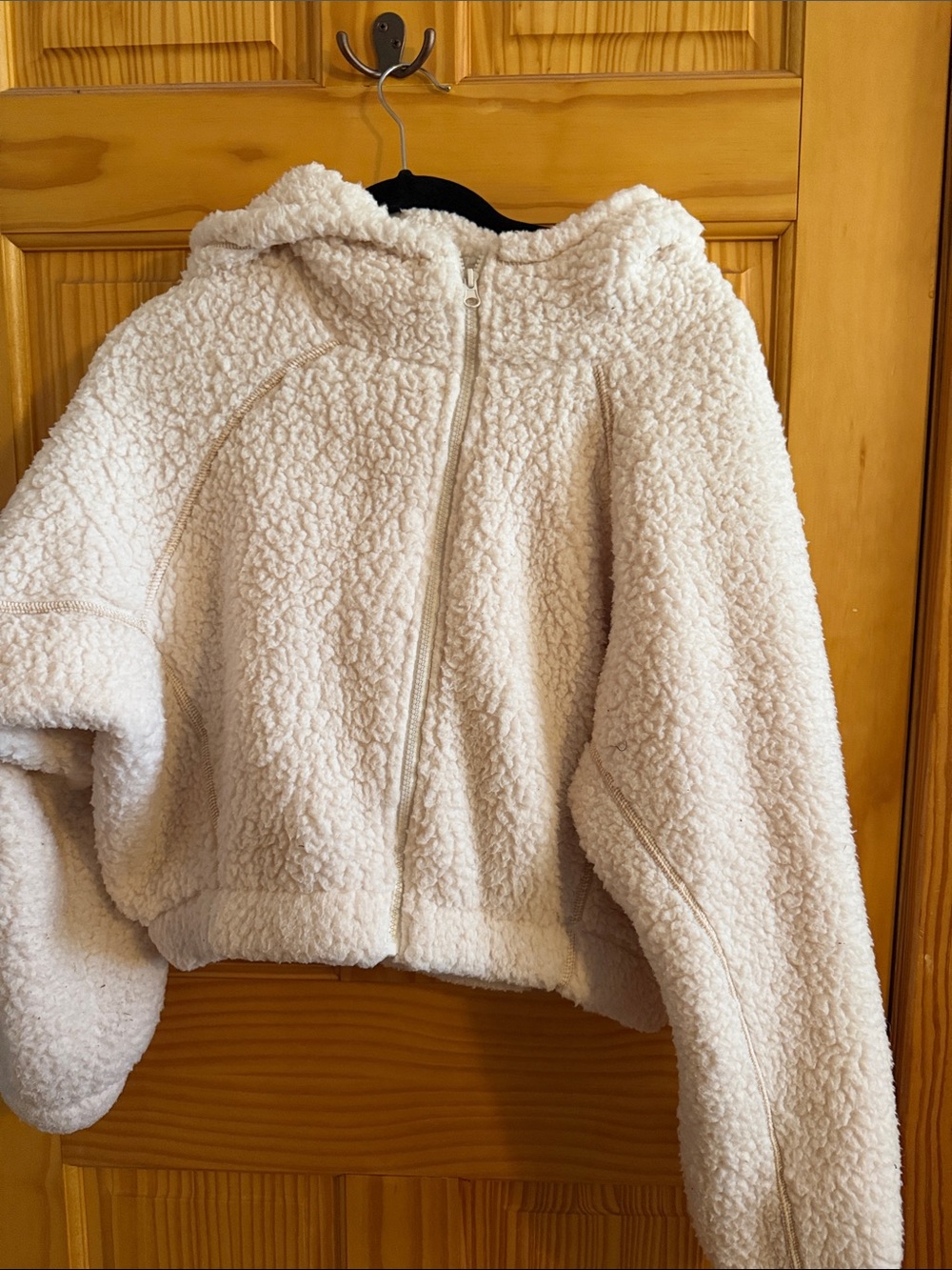 wild fable  Cream Sherpa Hooded Crop Zip Jacket